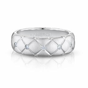 Faberge Treillage Platinum Diamond Thin Ring