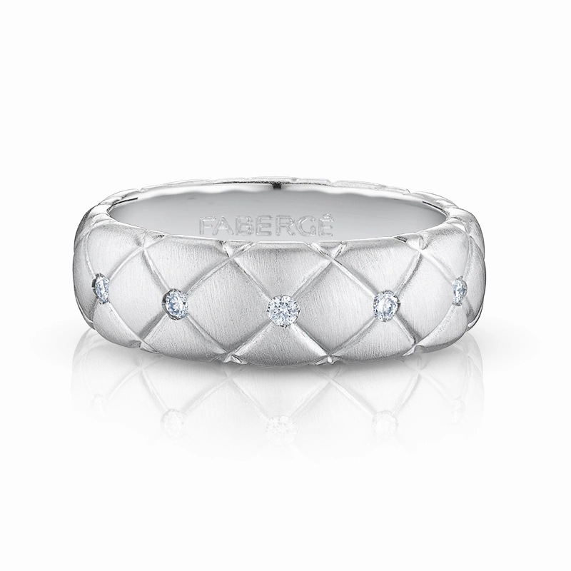 Faberge Treillage Platinum Diamond Thin Ring