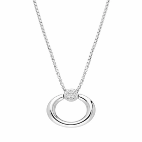 Fope 18ct White Gold 0.10ct Diamond Oval Necklace, 951C/BBR