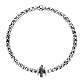 Fope Eka 18ct White Gold 0.16ct Diamond Black Rhodium Rondelle Bracelet