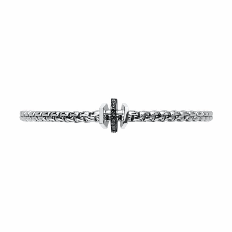 Fope Eka 18ct White Gold 0.16ct Diamond Black Rhodium Rondelle Bracelet