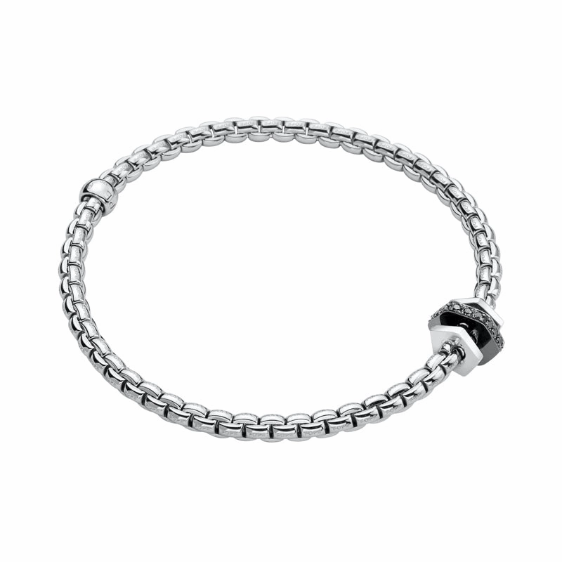 Fope Eka 18ct White Gold 0.16ct Diamond Black Rhodium Rondelle Bracelet