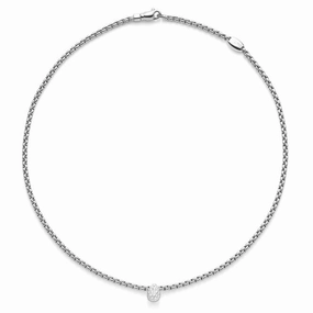 Fope Eka Tiny 18ct White Gold 0.27ct Diamond Pear Necklace