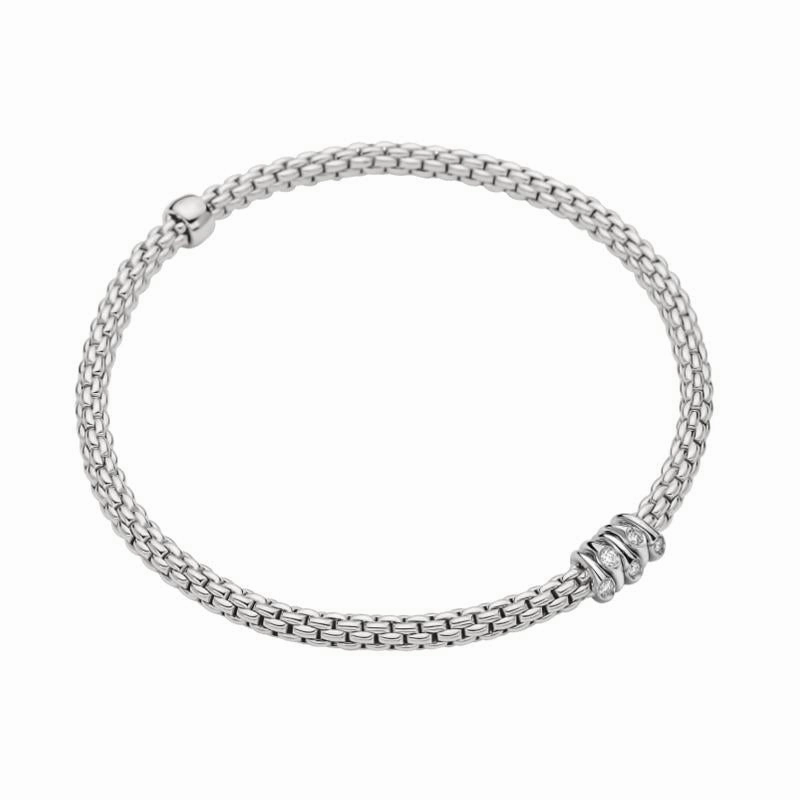 Fope Flex'it Prima 18ct White Gold 0.20ct Diamond Bracelet
