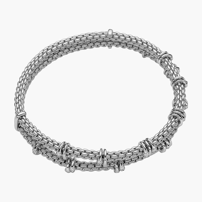 Fope Flex'it Prima 18ct White Gold 0.37ct Diamond Two Row Bracelet