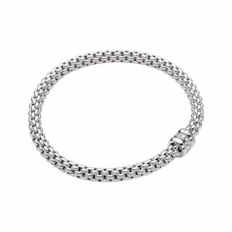 Fope Flex'it Solo 18ct White Gold 0.10ct Diamond Bracelet