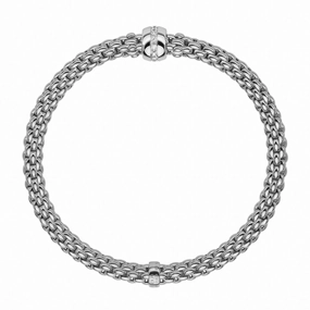 Fope Flex'it Solo 18ct White Gold 0.10ct Diamond Bracelet D