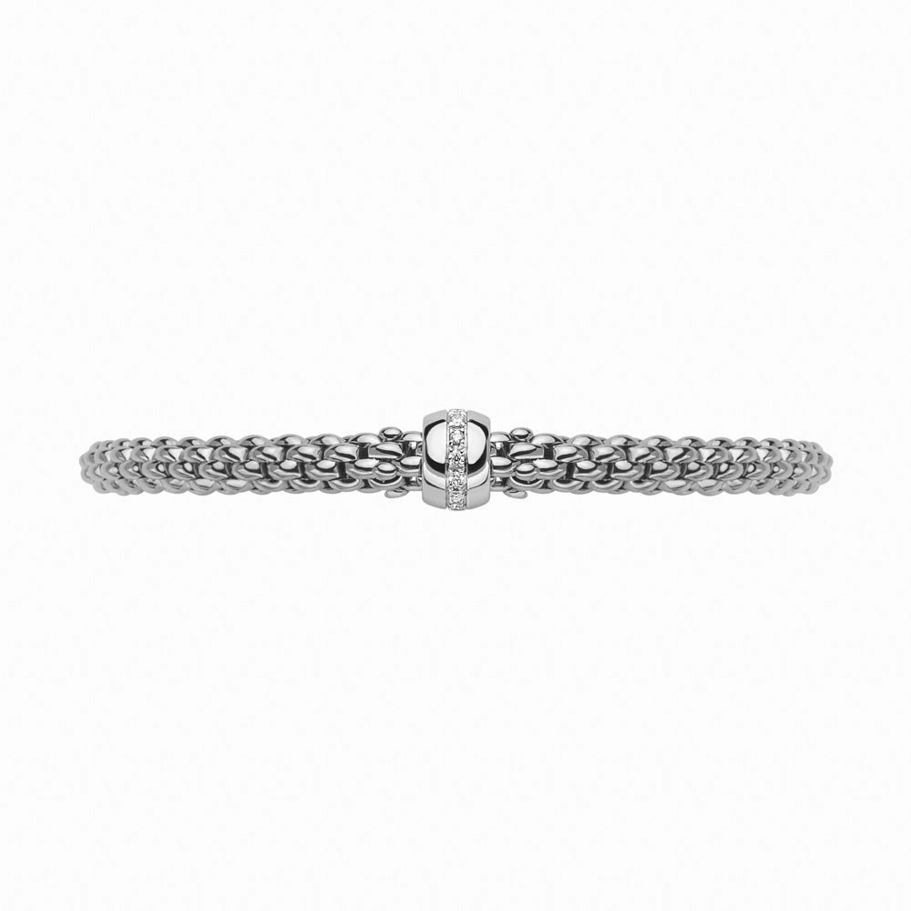 Fope Flex'it Solo 18ct White Gold 0.10ct Diamond Bracelet D