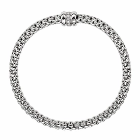 Fope Flex'it Solo 18ct White Gold 0.10ct Diamond Bracelet