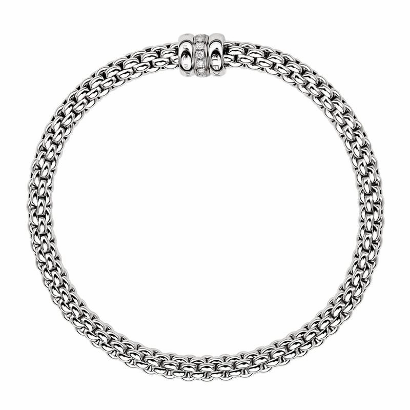 Fope Flex'it Solo 18ct White Gold 0.10ct Diamond Bracelet