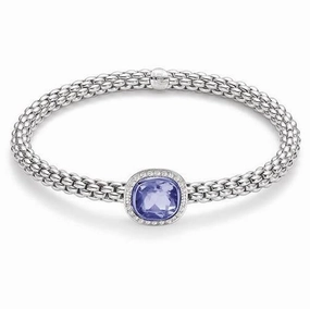 Fope Flex'It Solo 18ct White Gold 0.15ct Diamond Iolite Bracelet