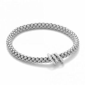 Fope Flex'it Solo 18ct White Gold 0.26ct Diamond Bracelet