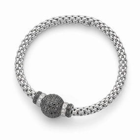 Fope Flex'It Solo 18ct White Gold 2.01ct Black And White Diamond Bracelet