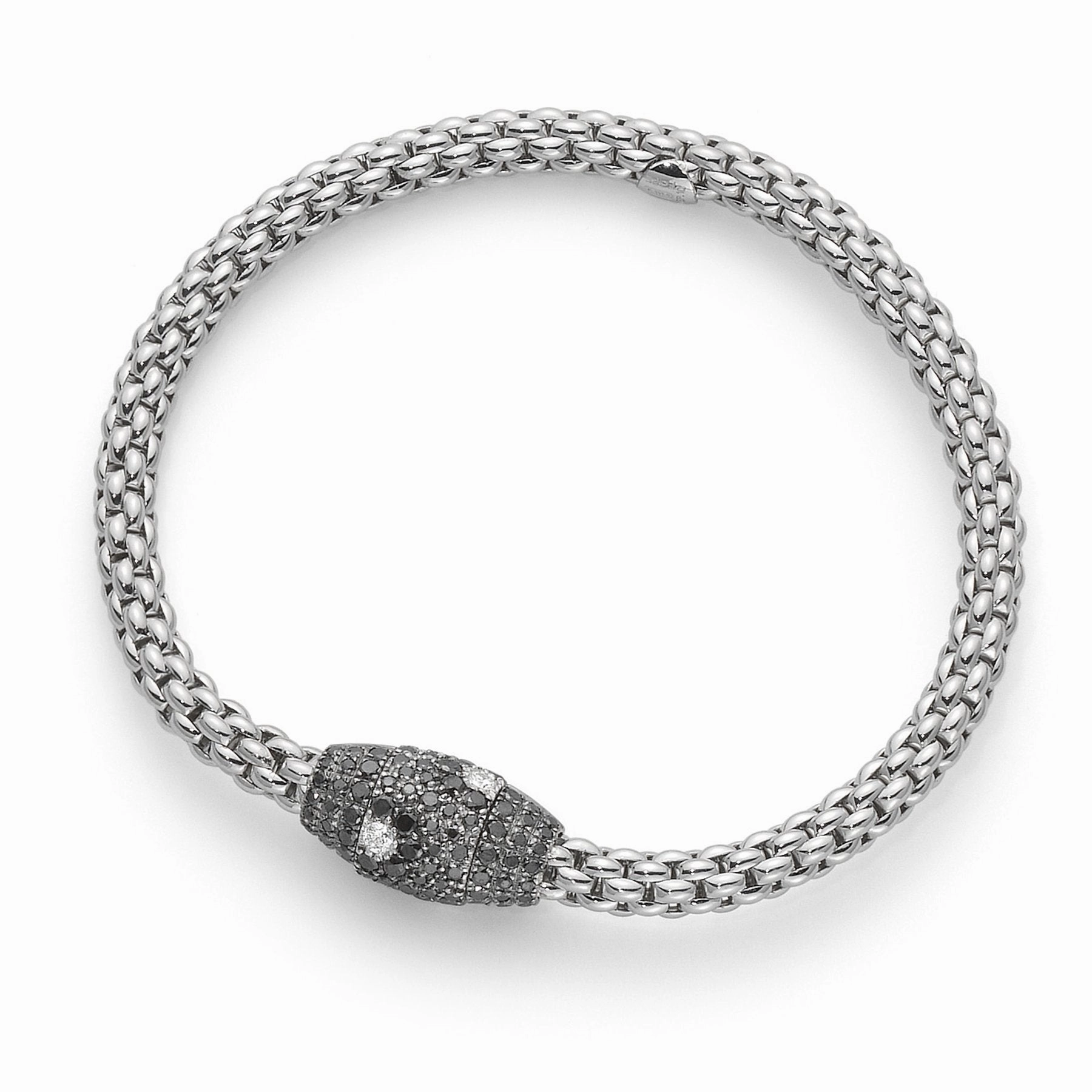 Fope Flex'It Solo 18ct White Gold Black And White Diamond Bracelet