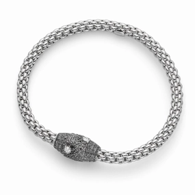 Fope Flex'It Solo 18ct White Gold Black And White Diamond Bracelet