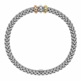Fope Flex'it Solo 18ct White Gold Mixed Rondelle Bracelet D