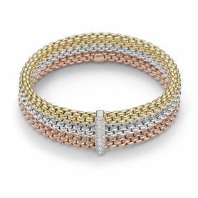 Fope Flex'it Solo 18ct White Rose & Yellow Gold 0.34ct Diamond Bracelet