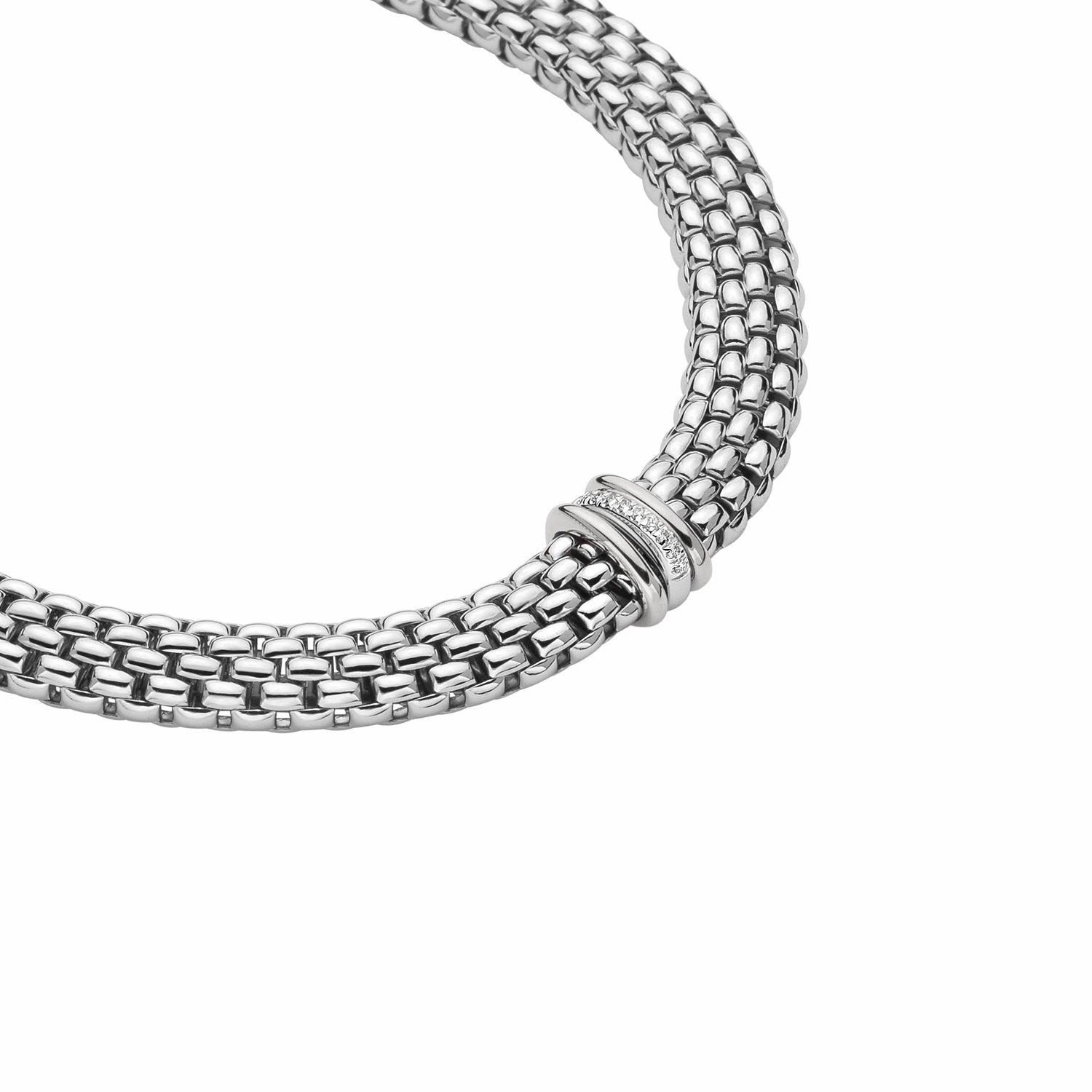 Fope Panorama 18ct White Gold 0.08ct Diamond Rondelle Necklace