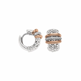 Fope Panorama 18ct White Gold 0.15ct Diamond Mixed Rondelle Small Hoop Earrings