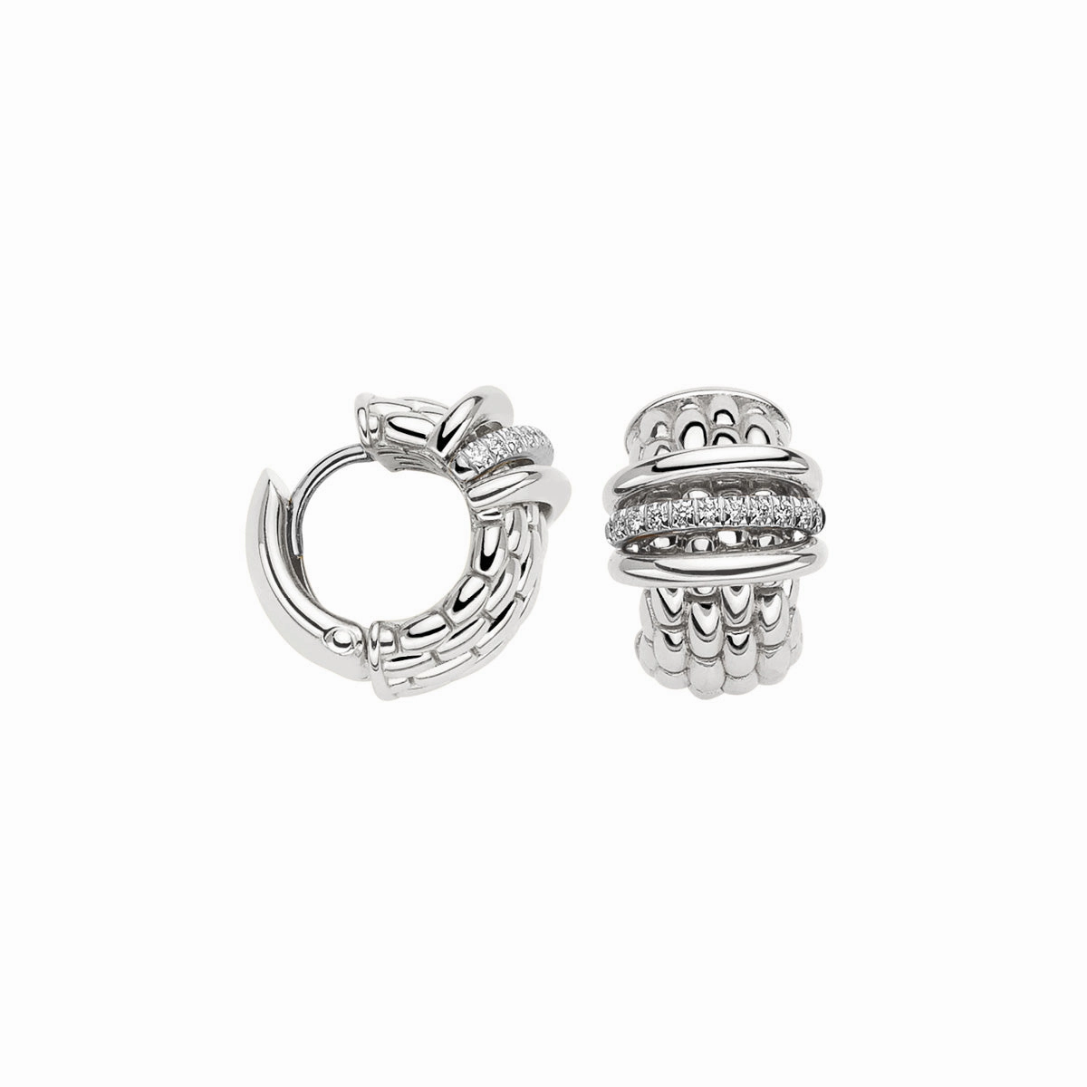 Fope Panorama 18ct White Gold 0.15ct Diamond Rondelle Small Hoop Earrings