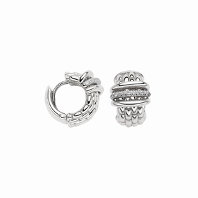 Fope Panorama 18ct White Gold 0.15ct Diamond Rondelle Small Hoop Earrings