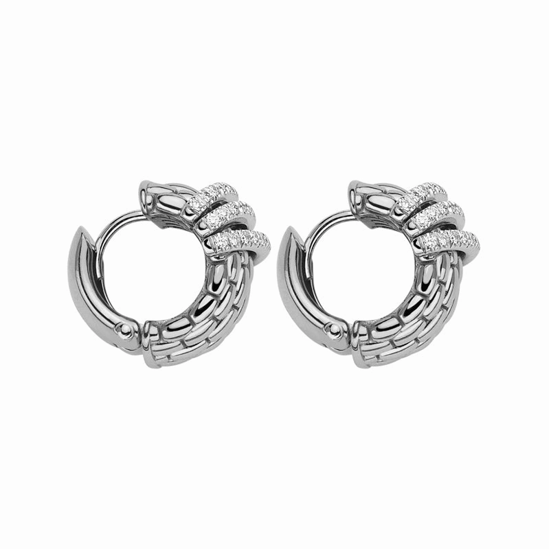 Fope Panorama 18ct White Gold 0.46ct Diamond Rondelle Small Hoop Earrings
