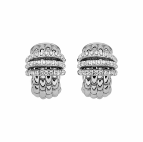 Fope Panorama 18ct White Gold 0.46ct Diamond Rondelle Small Hoop Earrings