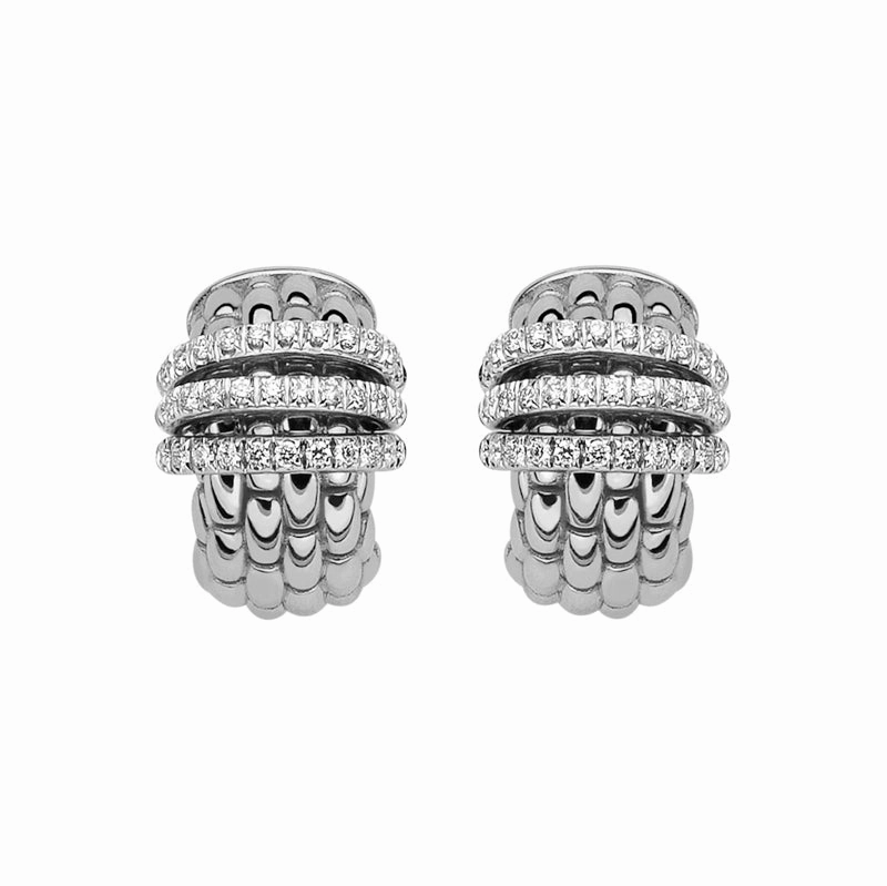 Fope Panorama 18ct White Gold 0.46ct Diamond Rondelle Small Hoop Earrings
