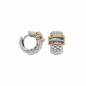 Fope Panorama 18ct White Gold Mixed Rondelle Small Hoop Earrings