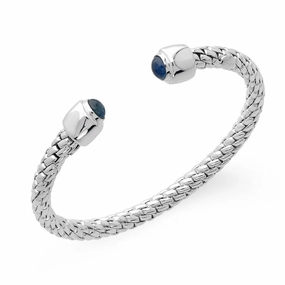 Fope Silverfope Ice Sterling Silver Sapphire Bangle