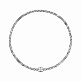Fope Solo 18ct White Gold 0.03ct Diamond 43cm Necklace