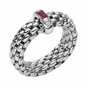 Fope Vendome 18ct White Gold Ruby Diamond Ring