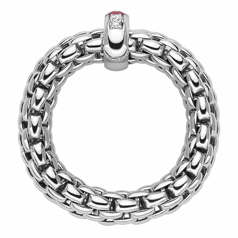 Fope Vendome 18ct White Gold Ruby Diamond Ring