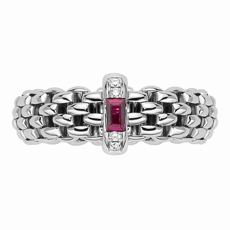 Fope Vendome 18ct White Gold Ruby Diamond Ring