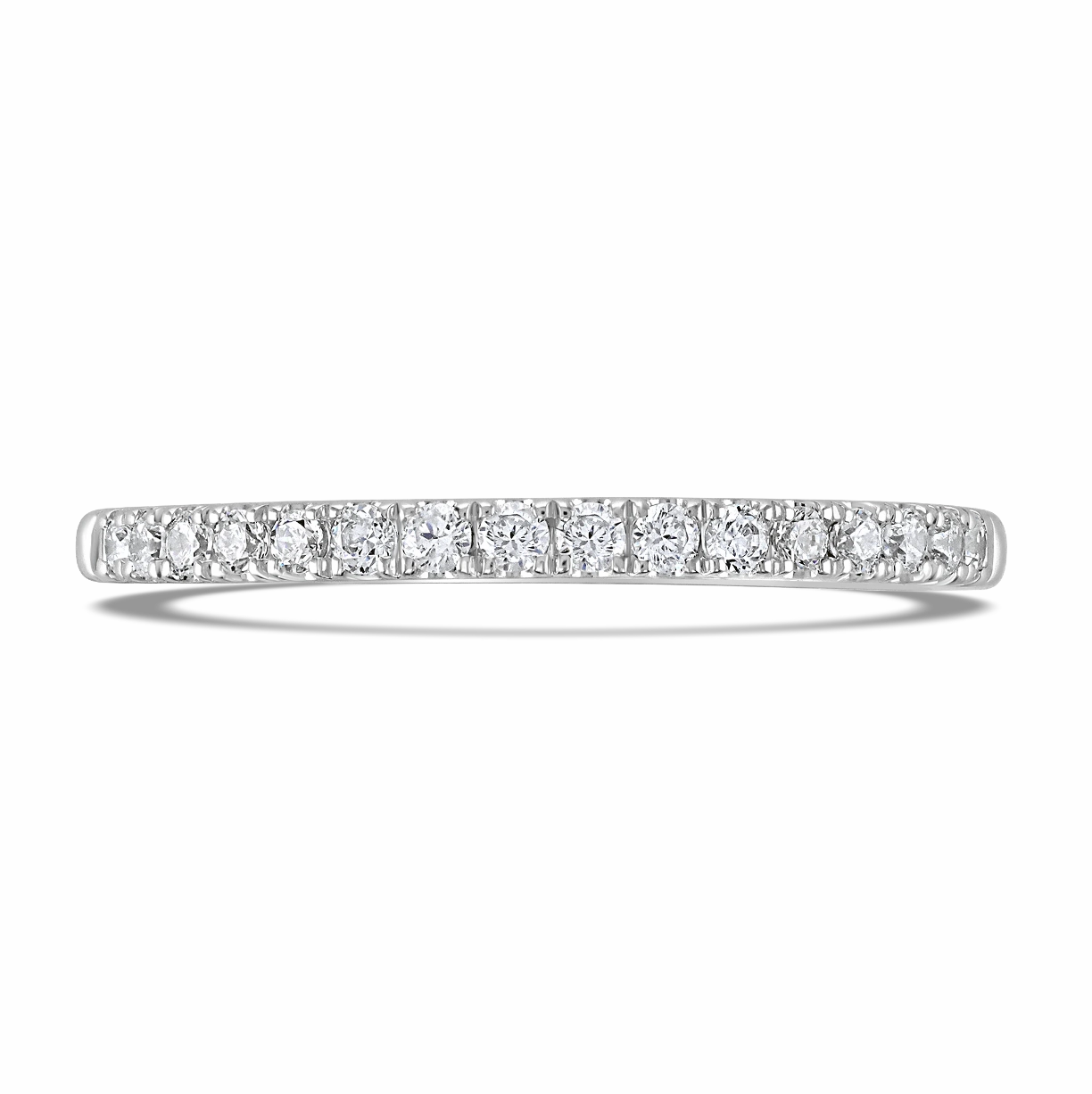 French Set Round Brlliant Cut Diamond Band In Platinum