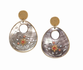 FRIDA *round disc   drop blacklip post earrings