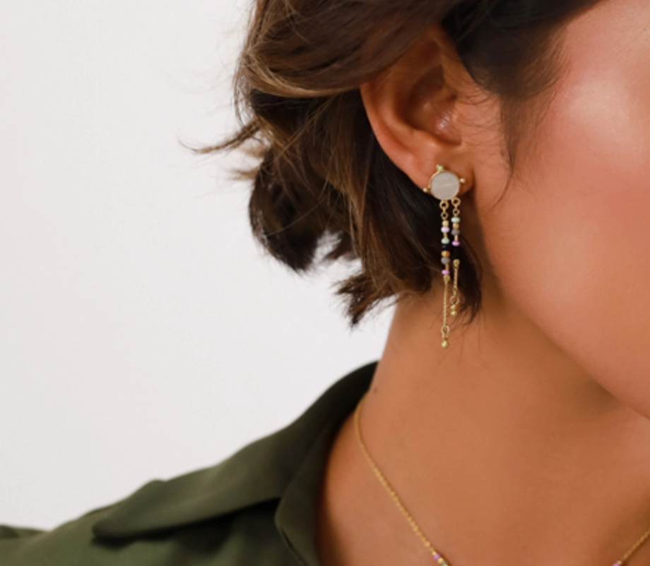 GABRIELLE 2-dangle chain post earrings