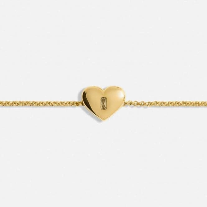 Gem Glow Heart Zirconia Gold Plated 19cm Adjustable Bracelet 7176