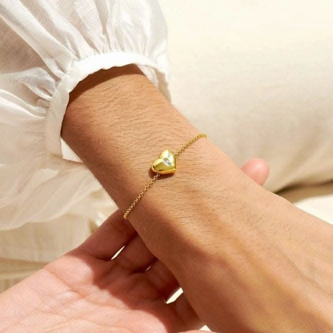 Gem Glow Heart Zirconia Gold Plated 19cm Adjustable Bracelet 7176