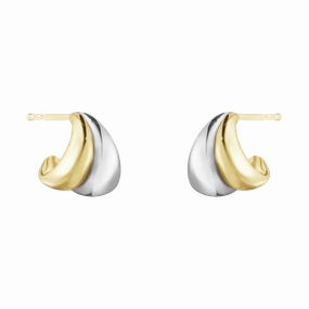 Georg Jensen Curve Sterling Silver 18ct Yellow Gold Small Hoop Earrings