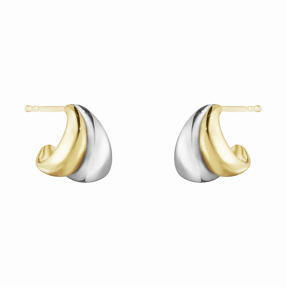 Georg Jensen Curve Sterling Silver 18ct Yellow Gold Small Hoop Earrings