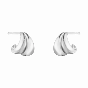 Georg Jensen Curve Sterling Silver Small Hoop Earrings D