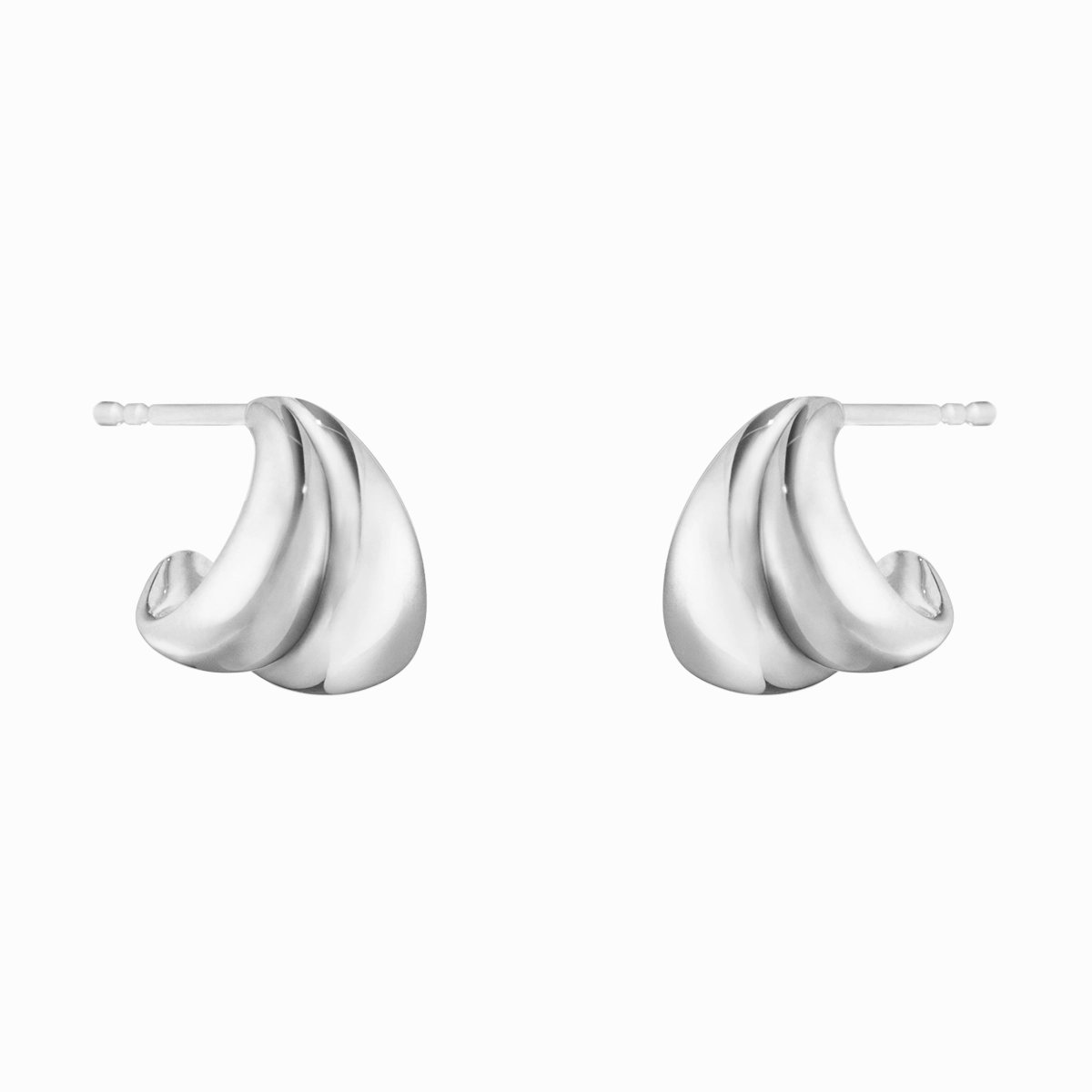 Georg Jensen Curve Sterling Silver Small Hoop Earrings D