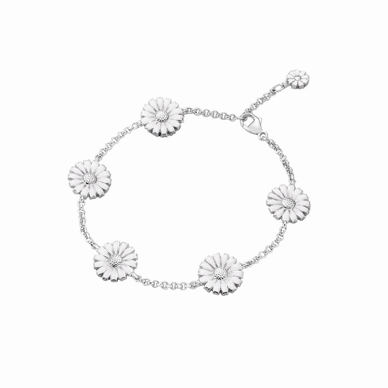 Georg Jensen Daisy Sterling Silver White Enamel Bracelet