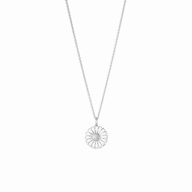 Georg Jensen Daisy Sterling Silver White Enamel Necklace