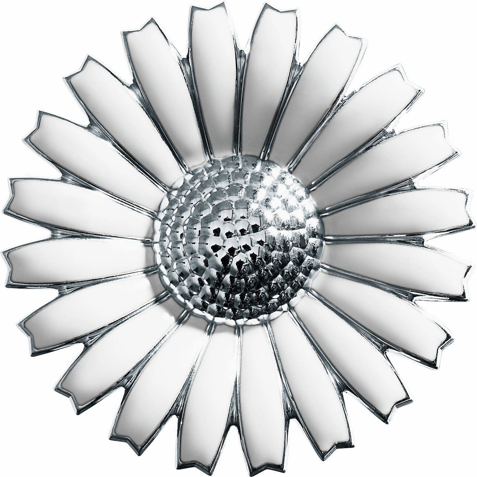 Georg Jensen Daisy Sterling Silver White Enamel Pendant Brooch