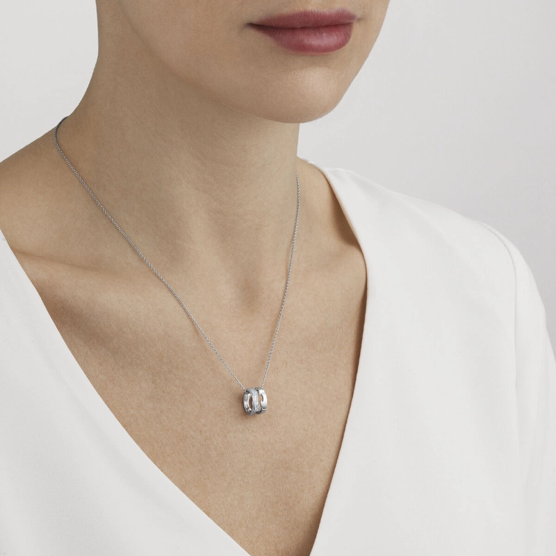 Georg Jensen Fusion 18ct White Gold 0.22ct Diamond Open Necklace