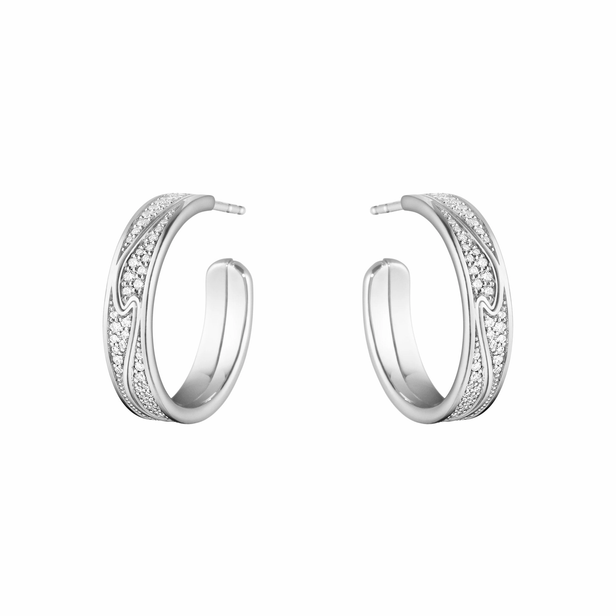 Georg Jensen Fusion 18ct White Gold 0.54ct Diamond Hoop Earrings