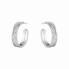 Georg Jensen Fusion 18ct White Gold 0.54ct Diamond Hoop Earrings
