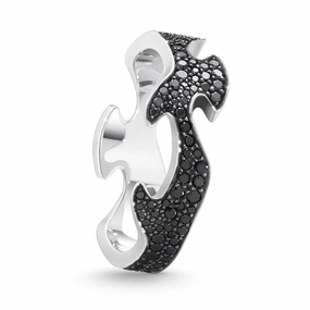 Georg Jensen Fusion 18ct White Gold Black Diamond Centre Ring D
